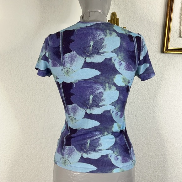 Miaou Tie Dye Abstract Baby Tee Purple and Blue Top - Picture 7 of 9